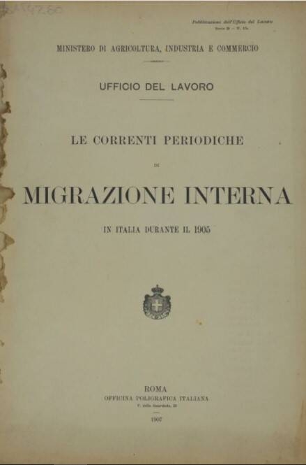 Immagine: Le correnti periodiche di migrazione interna in Italia durante il 1905
